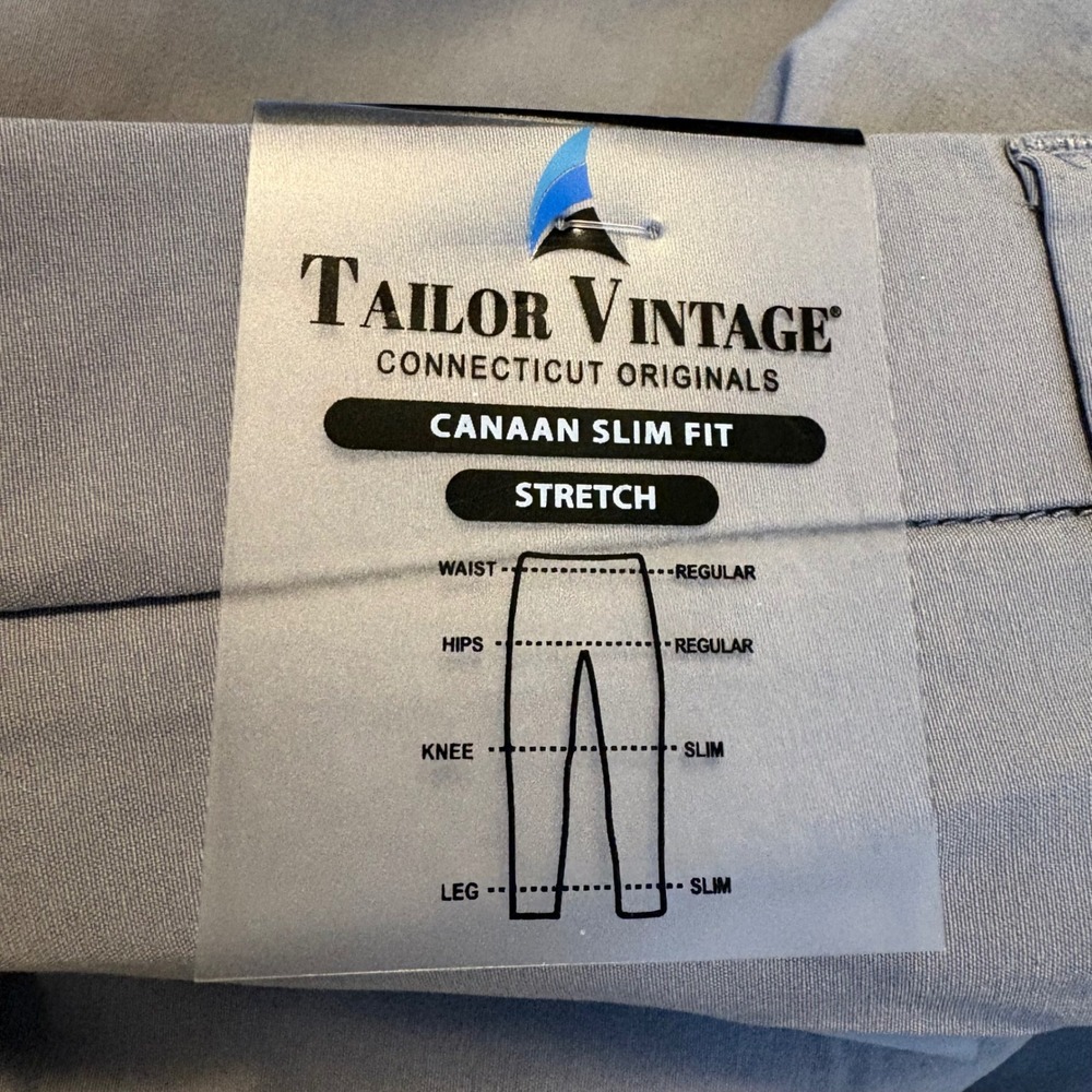 Tailor Vintage Canaan Slim Fit Performance Tech Pants Grey 36x32 Water Resistant - Picture 6 of 11